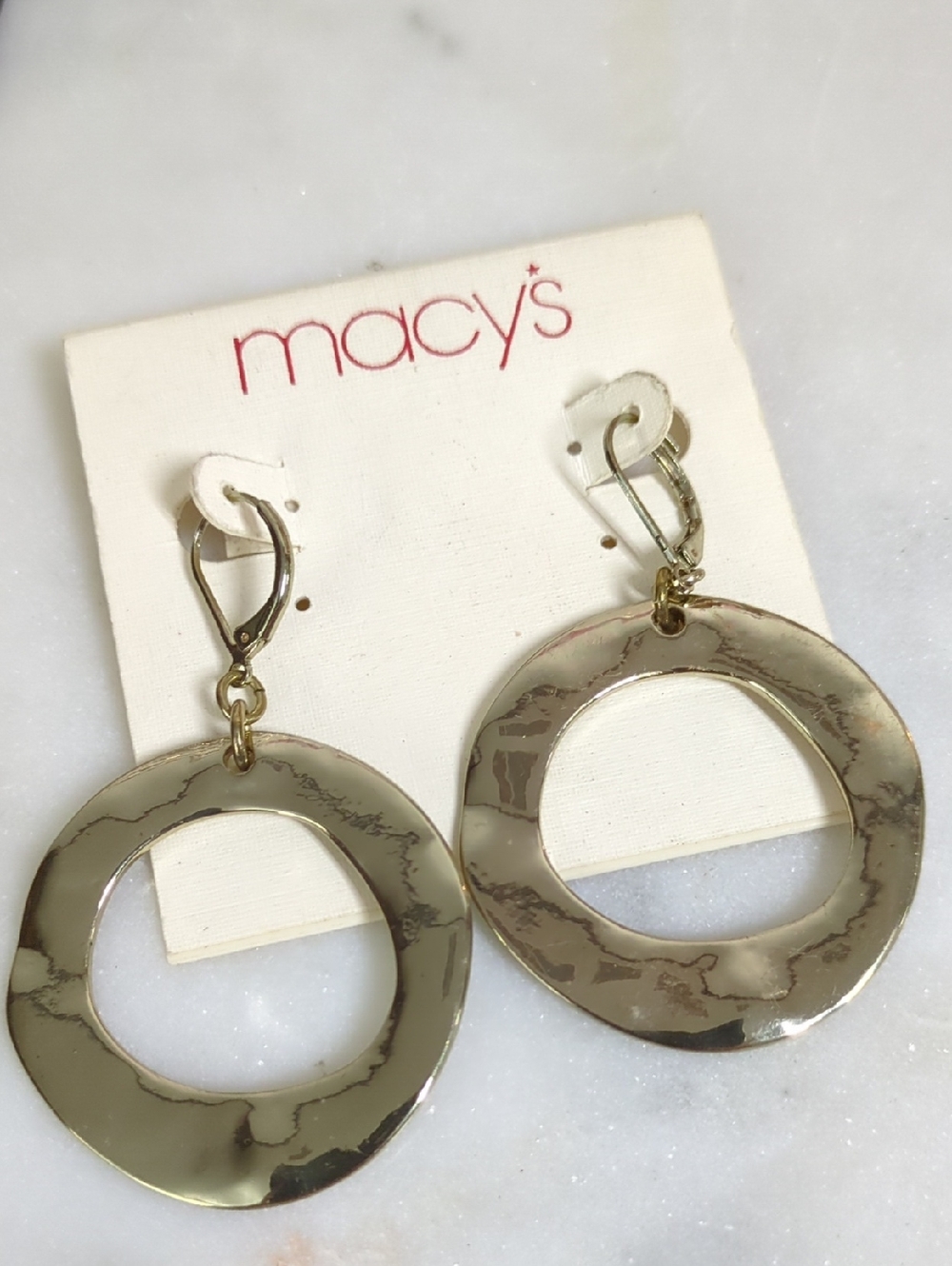 Macy's Shiny Gold Open Circle Drop Earrings